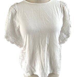 Calligraphie Womens White Lace Sleeve Blouse Size S